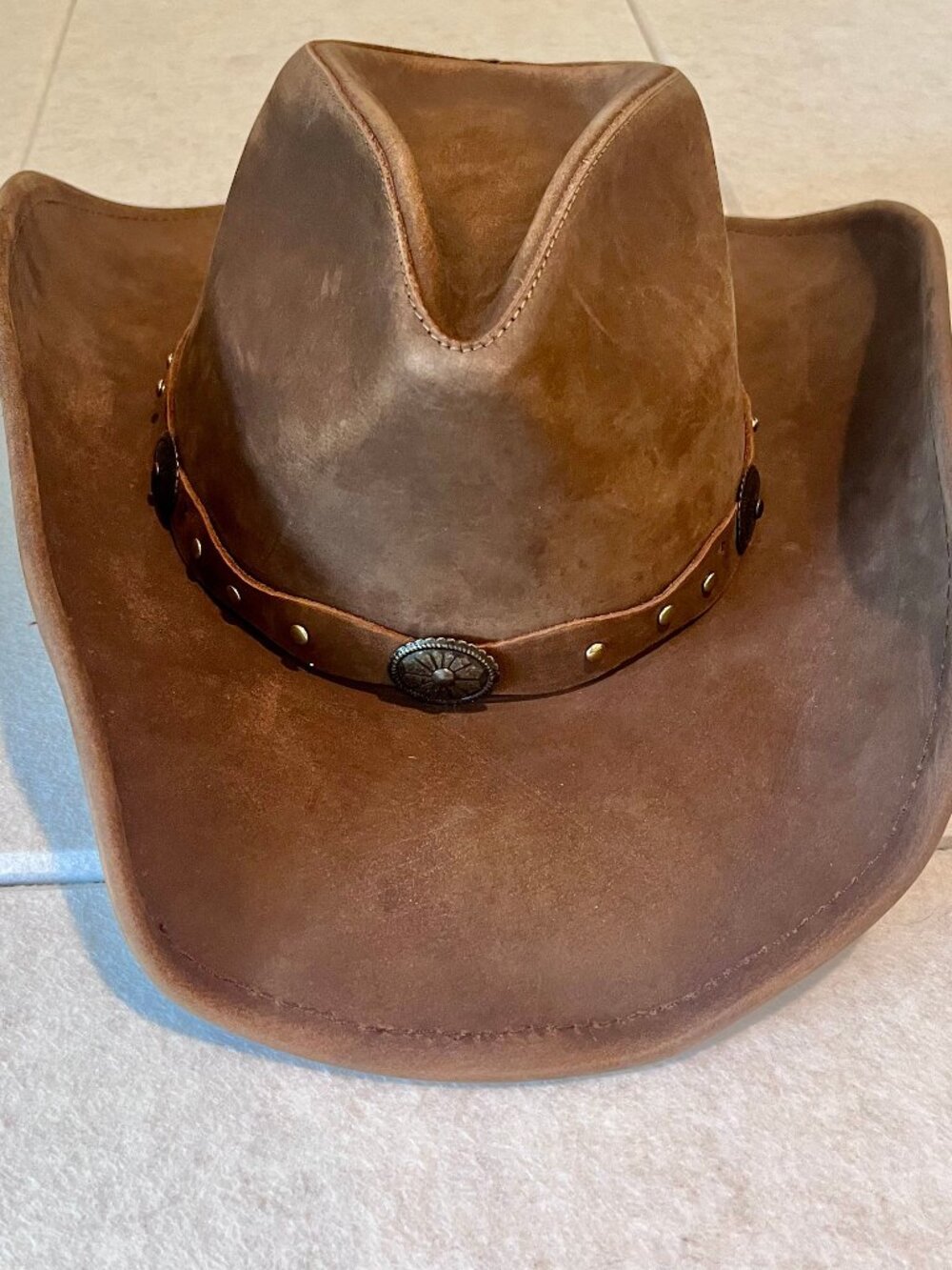 Stetson Roxbury Shape-Able Brown Leather Western Cowboy Cowgirl Hat - Size S